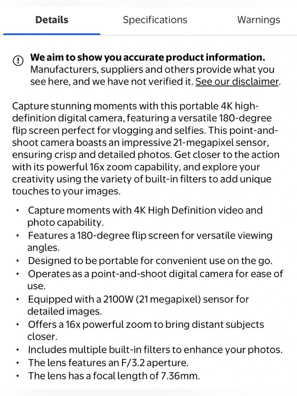 4K Digital Camera with 16X Zoom Anti Shake, 3